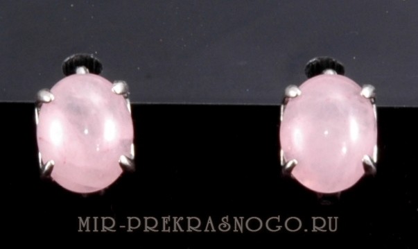 Серьги с розовым кварцем Нежность сНКР-328