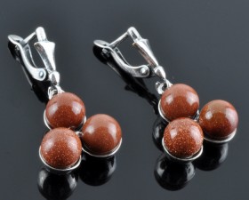 Серьги с авантюрином "Трио"