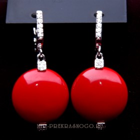 Серьги с кораллом Сатурн сИКО-490