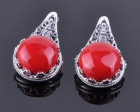Серьги с прессованным кораллом "Гвиневра"