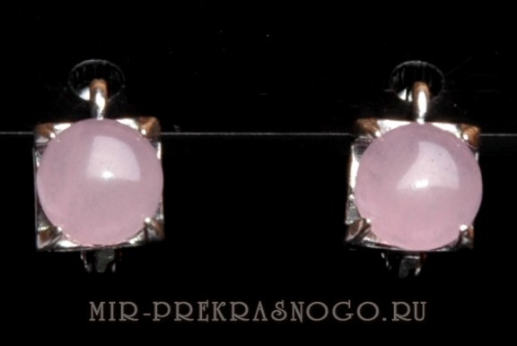 Серьги с розовым кварцем Нежность сНКР-420