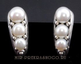 Серьги с жемчугом Трио сНЖМ-280