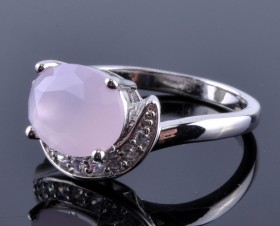 Кольцо серебро с розовым кварцем &quot;Вуаля&quot;
