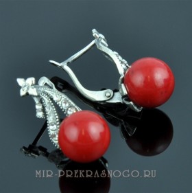 Серьги с кораллом Созвездие сПКО-1253