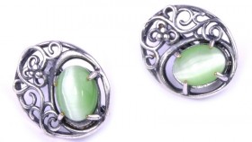 Серьги с кошачьим глазом "Вуаля"