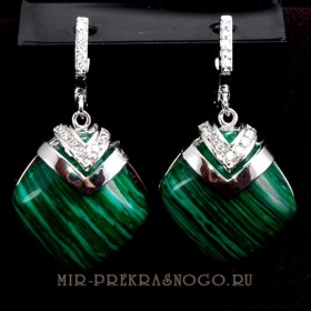 Серьги с малахитом Родос сИМХ-355