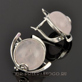Серьги с розовым кварцем Новолуние сНКР-1147