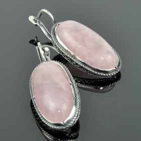 Серьги с розовым кварцем Олимпия сНКР-2751