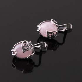 Серьги с розовым кварцем "Плющ"