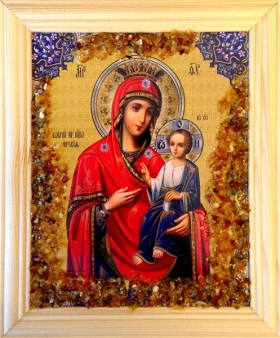 Икона янтарная Иерусалимская Божья Матерь иян-2-312