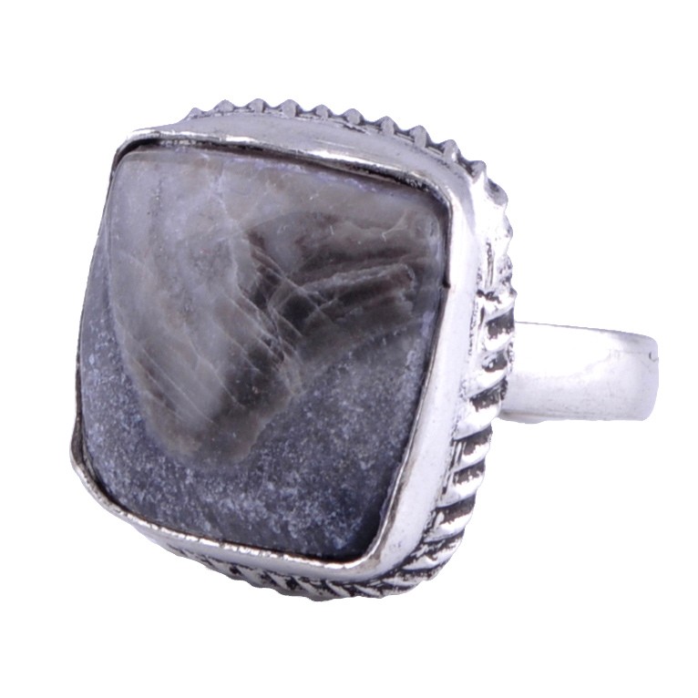 Кольцо серебро с агатом "Горы"