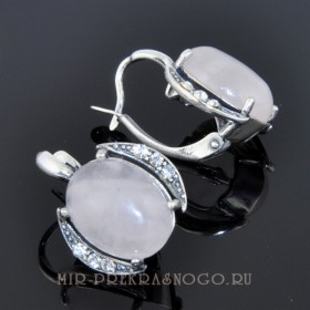 Серьги с розовым кварцем Плутон сНКР-783