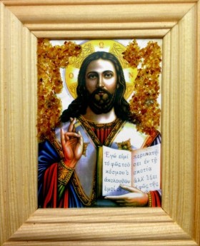Икона янтарная Иисус Христос КЯН-1-314