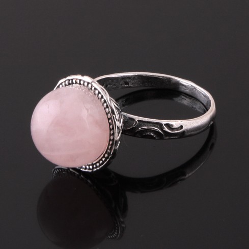 Кольцо с розовым кварцем "Сфера"