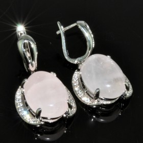 Серьги с розовым кварцем Половинки сНКР-5832