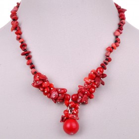 Бусы из коралла, прессованного коралла и хрусталя "Арабелла"