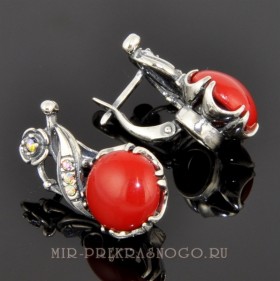 Серьги с кораллом Вальс Цветов сПКО-1020