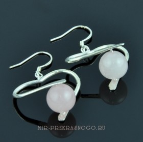 Серьги с розовым кварцем Сердечко сНКР-1302