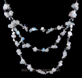 Бусы из гематита и лунного камня Феерия НГМ-НЛК-325