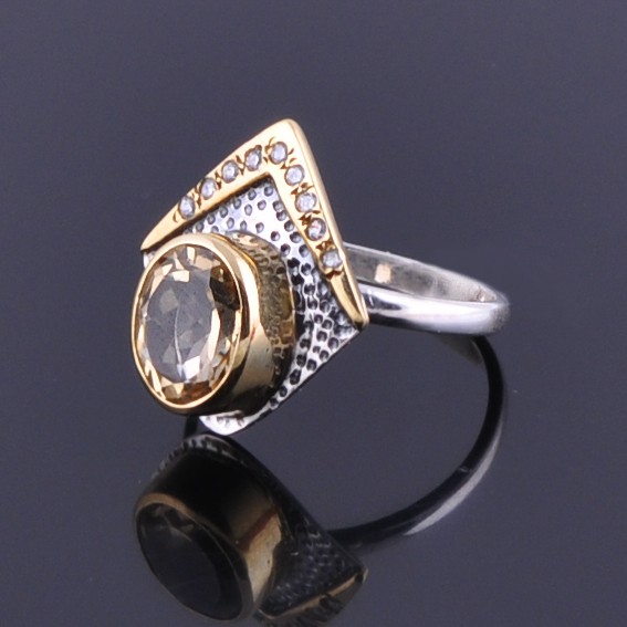 Кольцо серебро с цитрином "Амелия"