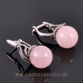 Серьги с розовым кварцем Сфера сНКР-732