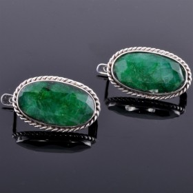 Серьги серебро с изумрудом Мартисса ссНИЗ-9344-КВМ