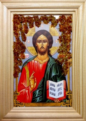 Икона янтарная Иисус Христос КЯН-1-321