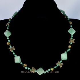 Бусы из нефрита Лесные Бабочки аННФ-224