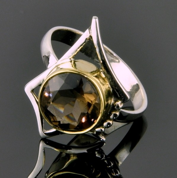 Кольцо серебро с раухтопазом Арабеска скНРТ-4135