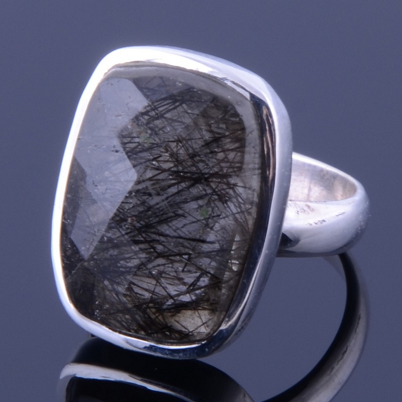 Кольцо серебро с агатом-волосатиком "Галос"