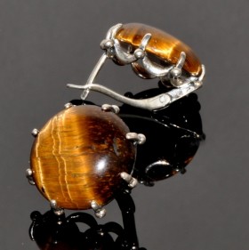 Серьги с тигровым глазом Коронация сНТГ-736