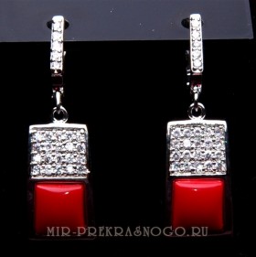 Серьги с кораллом Визаж сИКО-506