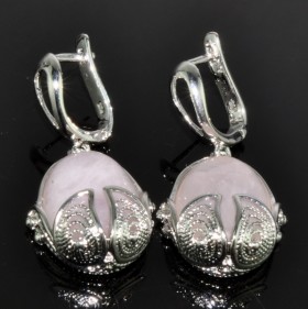Серьги с розовым кварцем Скарабей сНКР-5798