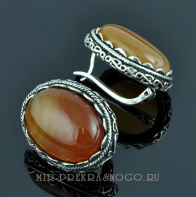 Серьги с сердоликом Олимп сНСР-1290