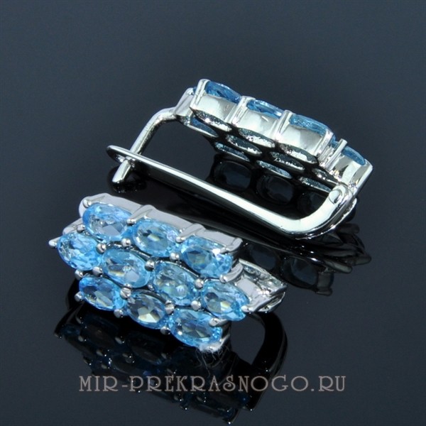 Серьги серебро с голубым топазом Мерцание ссНТП-1366