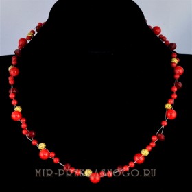 Бусы из коралла Брусничка аПКО-НХР-208