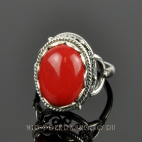 Кольцо с прес. кораллом Мадонна кПКО-1594