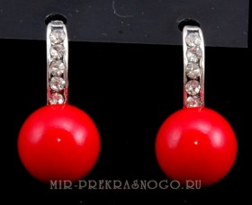 Серьги с кораллом Вспышка сПКО-268