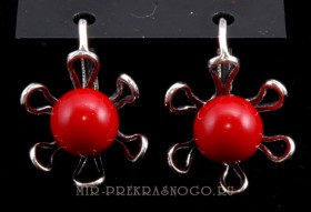 Серьги с кораллом Зенит сПКО-260