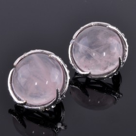 Серьги с розовым кварцем Венец сНКР-9436