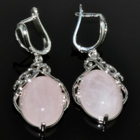 Серьги с розовым кварцем Вензель сНКР-5815