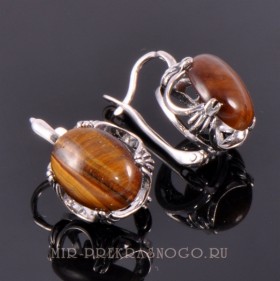 Серьги с тигровым глазом Лапочка сНТГ-745
