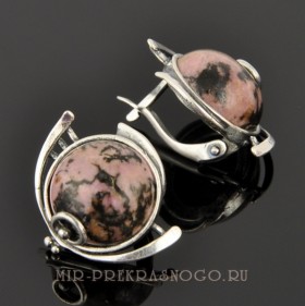 Серьги с родонитом Новолуние сНРД-1150