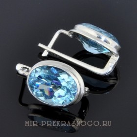 Серьги серебро с голубым топазом Величество ссНТП-082