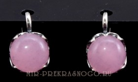 Серьги с розовым кварцем Вишенка сНКР-290