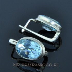 Серьги серебро с голубым топазом Величество ссНТП-1368