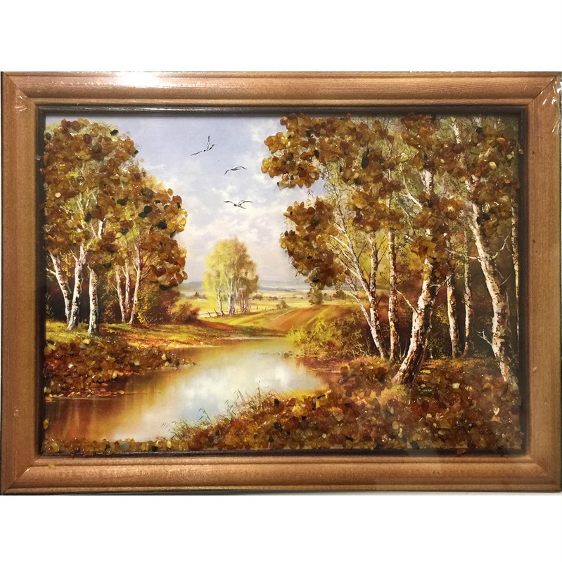 Картина с янтарной крошкой "Пейзаж мини"