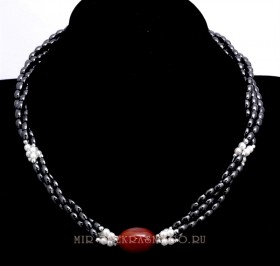 Бусы из гематита и сердолика Акцент НГМ-НСР-290