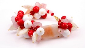 Браслет из сердолика, перламутра и кахолонга Любимый абНСР-683