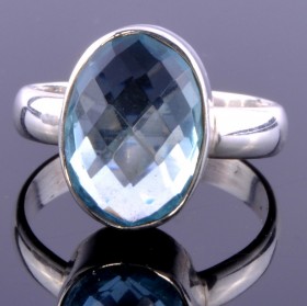Кольцо серебро с голубым топазом Галос скНТП-8441